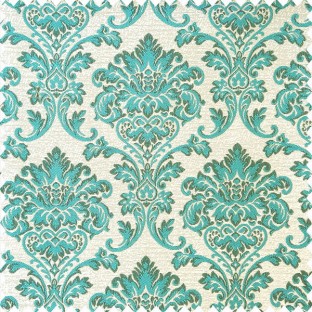 Aqua blue grey and beige color beautiful traditional designs texture background swirls polyester main curtain